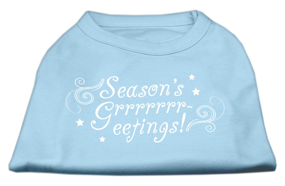 Seasons Greetings Screen Print Shirt Baby Blue L